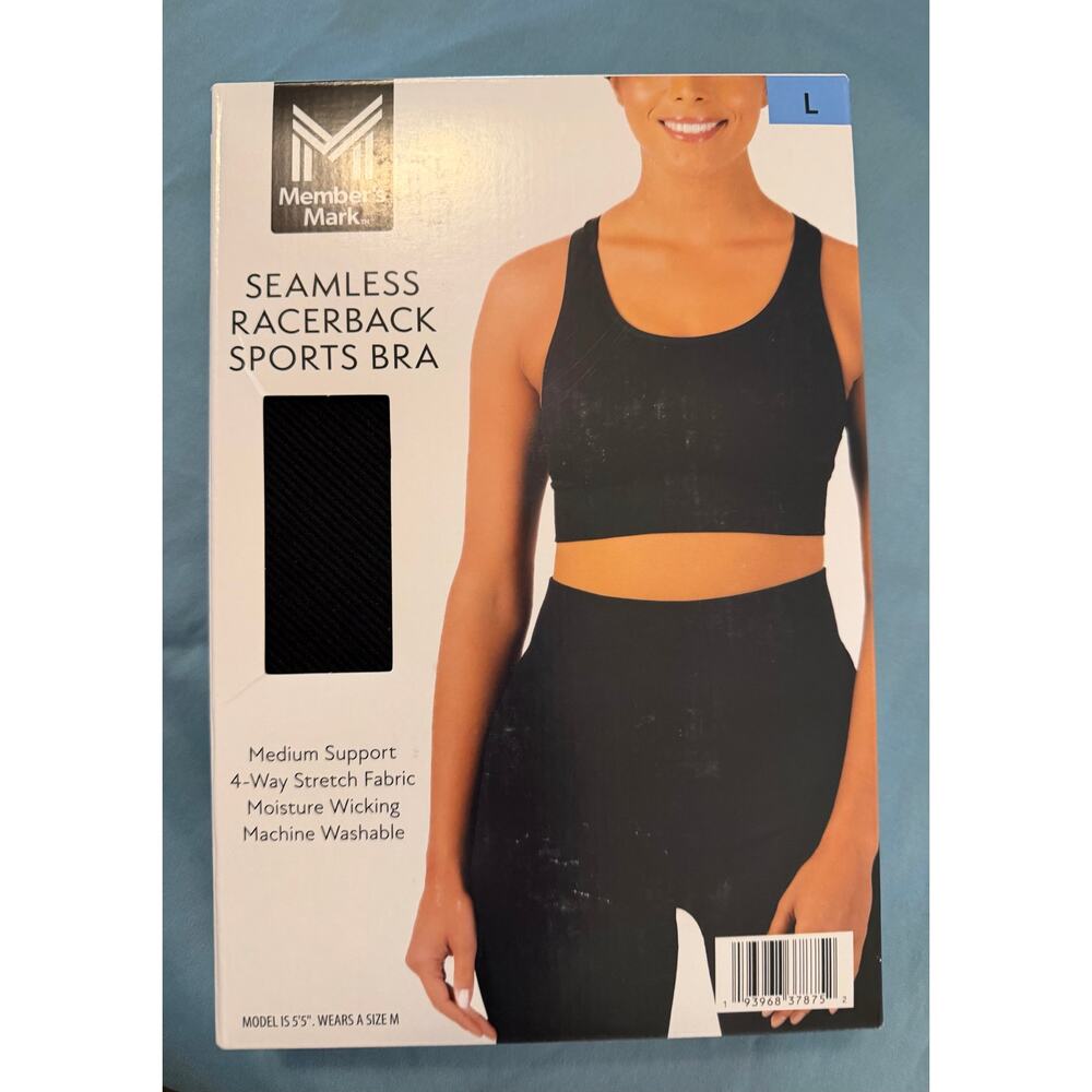 Member’s Mark Racerback Black Sports Bra Size XLarge